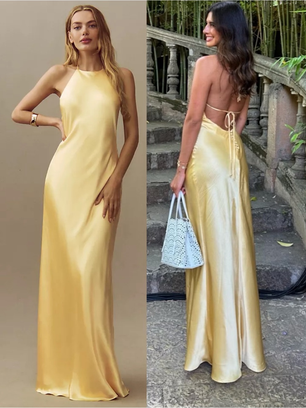 Reformation Jeany Silk Maxi Dress Sunshine Yellow Backless Formal Gown